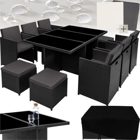 Salon de jardin aluminium résine tressée housse protection noir (1/5)
