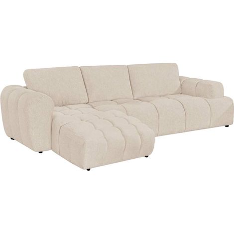 Canapé d'angle droit en tissu beige Syrel (1/5)