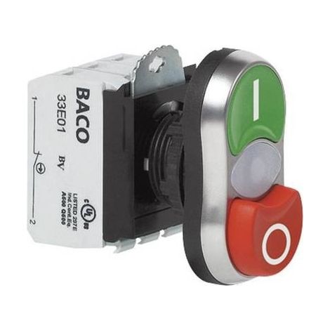 BACO BAL61QK21H L61QK21H Pulsante doppio Anello frontale in plastica, cromato Verde, Rosso 1 pz. (1/3)