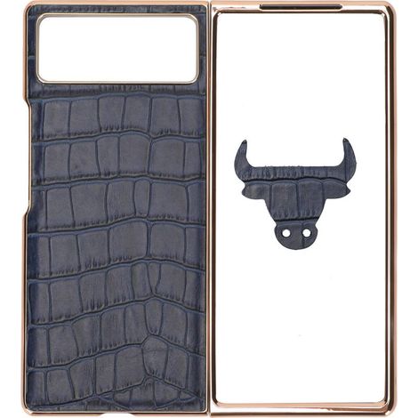 Faltbare Hülle für Xiaomi MIX Fold 2 in blauem Nano-Leder mit Krokodilmuster, stoß- und kratzfest (1/5)