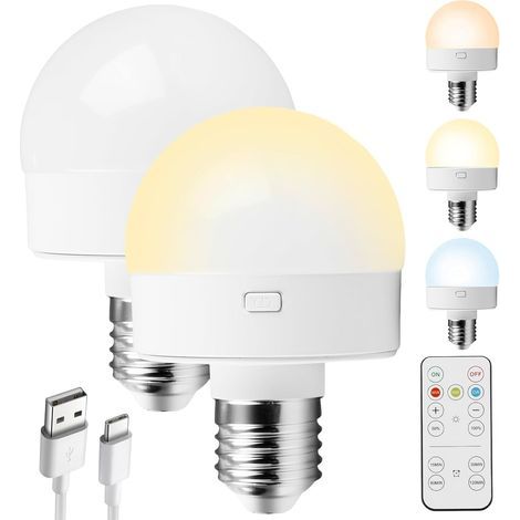 Rechargeable E27 Bulbs, USB-C, Remote Control, LED, Indoor, Outdoor (1/5)