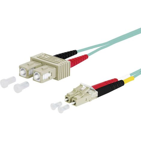Metz Connect 151J1EOJO10E fibre optique FO Câble de raccordement 1.00 m turquoise [2x SC mâle - 2x LC mâle] 50/125 µ Multimode OM3 X018371 (1/2)