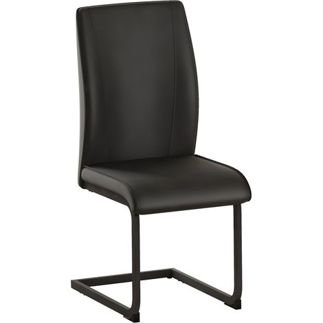 2er-Set Esszimmerstühle aus schwarzem PU mit Metallbeinen, ergonomische Rückenlehne (1/5)