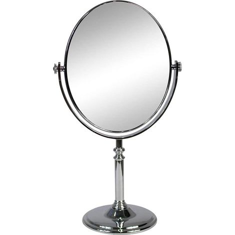 Specchio cosmetico Ovale da Trucco con Zoom Girevole da appoggio Specchio di ingrandimento Portatile per Barba rasatura con Base da Tavolo 17x13 cm (1/5)