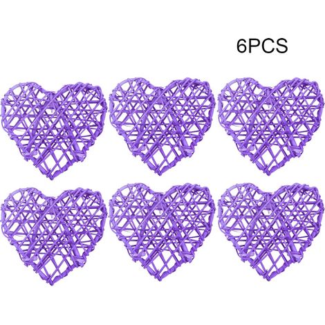 6 Pièces Boule Cœur Rotin Décoratif DIY pour Mariage Fête (Violet) (1/5)