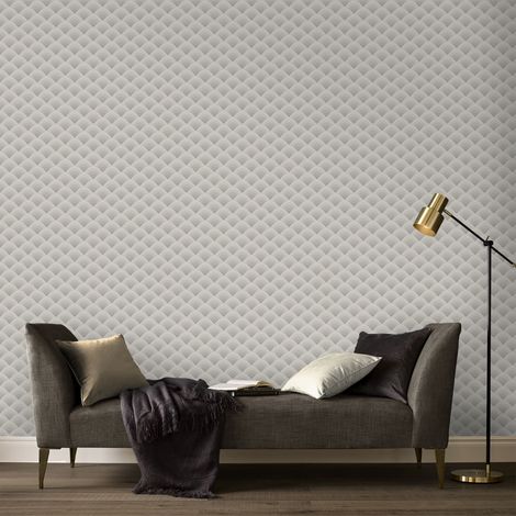 Papier peint intissé Ecailles Effet relief 1005 x 52cm Taupe (1/5)