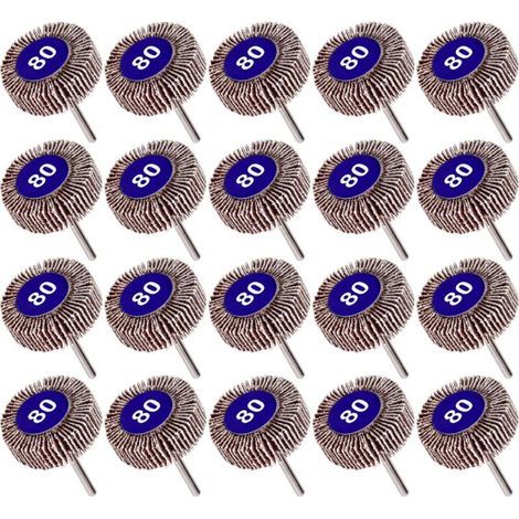 Lot de 20 Roue à Lamelles Grain 80, Papier Abrasif Roue de Polissage Roue à Lamelles Dremel 10mm (1/5)