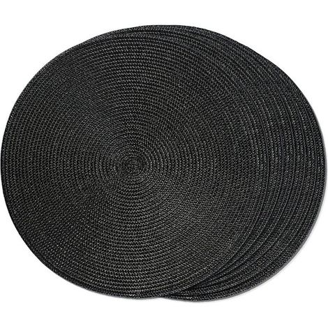 Placemat Ronde Tressée - 38 cm - Polypropylène - Pour Table à Manger Intérieure et Extérieure - Lot de 6 (1/5)