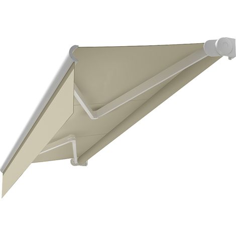 Store banne loggia AMARITE (Manuelle - Blanc RAL 9010 - Écru 250g/m² - 3.00 x 2.00 m)