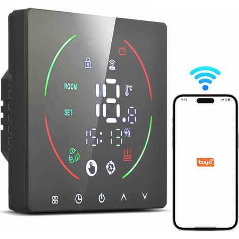 Thermostat intelligent, thermostat de chauffage au sol 16 A, télécommande AC90-240 V, réglages de minuterie, écran LED IP20, programmable pour le bureau (1/5)