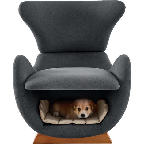 Fauteuil lounge design effet requin-baleine – fauteuil adapté aux animaux, offre un refuge aux chats et aux petits chiens, tissu anti-griffures pour chats, canapé individuel, fauteuil TV pour salon (1/5)