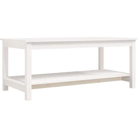 Tavolino da Salotto Bianco 110x55x45 cm Legno Massello di Pino vidaXL
