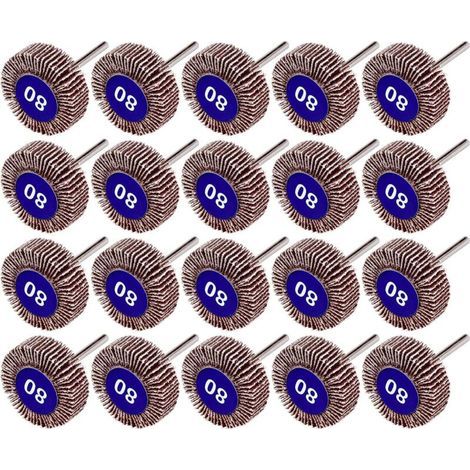 20 Pcs Roue à Lamelles, 80 Grains Ponçage de Disque de Roue à Lamelles de Papier pour Outils Rotatifs Dremel (1/4)