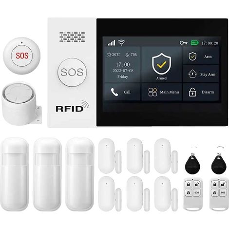 Système d'alarme GSM, contrôle par application intelligente, connectivité sans fil, D-4G, Prise EU (1/2)
