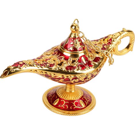Lampe métallique sculptée Aladdin, génie magique creux, lumière à vœux, décoration pot, modèle n°1 (1/5)