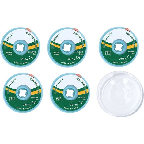 Mèche à souder à faible résidu d'étain, 5 pièces, 3mm X 1.5m, dessoudage pour PCB (1/5)
