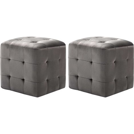 2 pcs Tables de chevet Gris 30x30x30 Tissu velours (1/5)