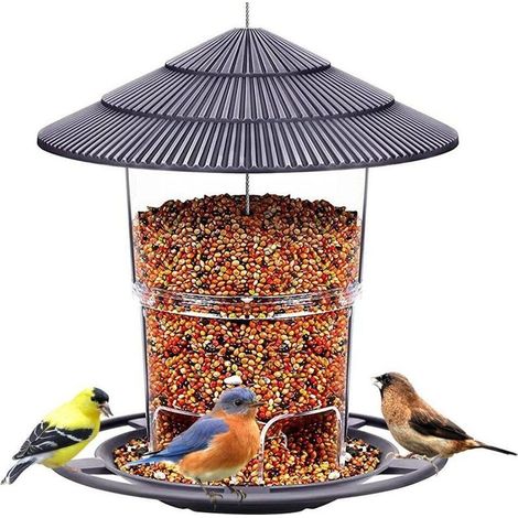 Mangeoire à Oiseaux à Suspendre, Mangeoire Oiseaux Exterieur Grande Capacité Distributeur à Graines pour Petits Oiseaux Sauvages en Plein air, Jardin, Parc (1/5)