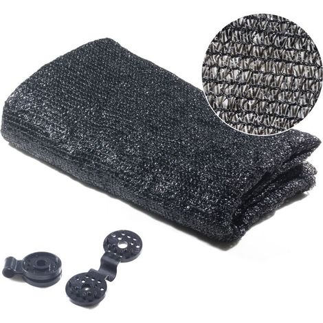 Tissu d'ombrage noir 50%, filet d'ombrage, filet d'ombrage de potager, filet d'ombrage de jardin rectangulaire, balcon, coupe-vent, 2M de large et 6M de long avec 16 clips (1/4)
