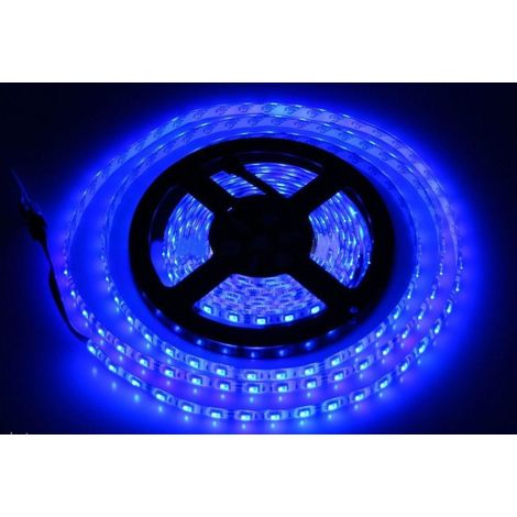 TrAdE Shop Traesio - Bobina Striscia Strip Led 5050 Flessibile 5m Adesiva Luce Interno Esterno Ip65 - -Blu -