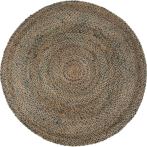 Tapis Rond en Jute et Coton avec Motifs Simples pour Salon et Chambre Diamètre 160 cm - PANGIVO (1/4)