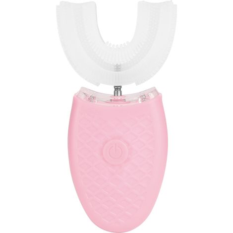 Brosse à dents électrique ultrasonique rechargeable en silicone en forme de U pour blanchiment des dents (Rose) (1/5)