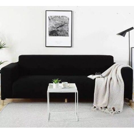 Elastischer Sofabezug - geeignet für Familien mit Kindern und Haustieren - schwarz, passend für Sofas mit einer Höhe von 90 bis 140 cm. (1/5)