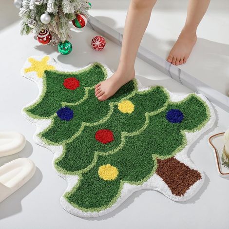 Tapis - 40 x 60 cm - Paillasson - Tapis de salle de bain de Noël - Tapis de sol de Noël - Tapis de salle de bain sapin de Noël (1/5)