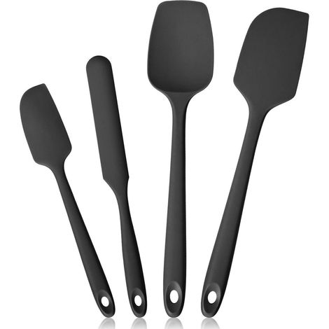 Silikon Teigschaber Set 4er, 315°C Hitzebeständig, Antihaft, Schwarz