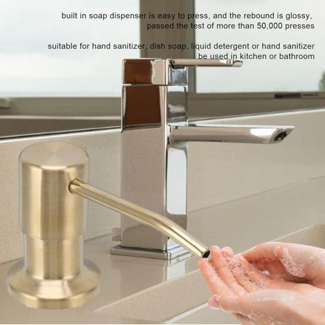 Distributeur de savon pour évier en acier inoxydable 304 de cuisine, distributeur de savon rotatif à 360 ° intégré, distributeur de liquide vaisselle (1/3)