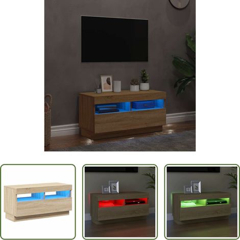 LED-Leuchten - TV-Schrank mit LED-Leuchten Sonoma-Eiche 80x35x40 cm (1/5)