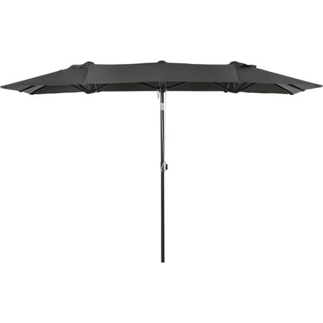 Großer Sonnenschirm für die Terrasse, höhen- und neigungsverstellbar, 150 x 295 x 170–214 cm, grau