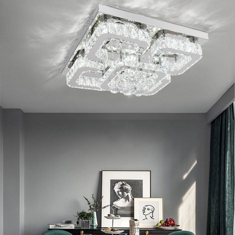 50CM Square LED Crystal Chandelier Pendant Ceiling Light, Cool White