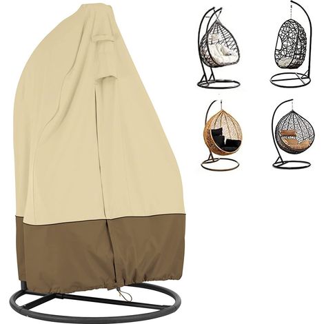 Housse pour balancelle suspendue - Tissu Oxford 210D - Imperméable - Coupe-vent et résistante aux UV - 231 x 200 cm Beige