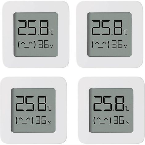 3er-Pack Xiaomi Bluetooth-Thermometer, 2 kabellose, intelligente, digitale Hygrometer mit Feuchtigkeitssensor, kompatibel mit Mi – 4 Stück – Weiß