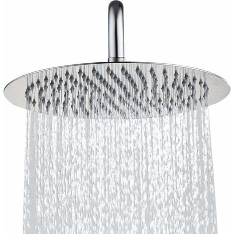 Douchette de Douche Anti-calcaire en Acier Inoxydable 304 Pommeau de Douche Rond Ultra-Mince Haute Pression Tête de Douche Réglable à Pluie pour Salle de Bain, 10 Pouces (1/5)