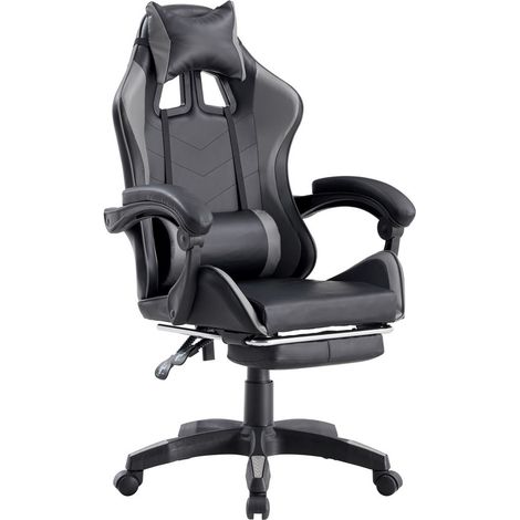 Sedia gaming ufficio poltrona racing ergonomica girevole grigia e nera (1/5)