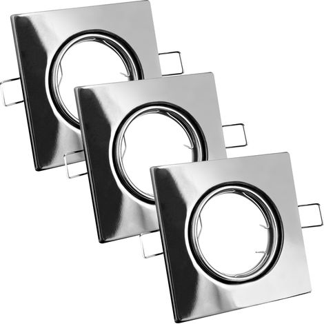 Faretto incasso quadrato cromato orientabile 3pz Polux (1/4)