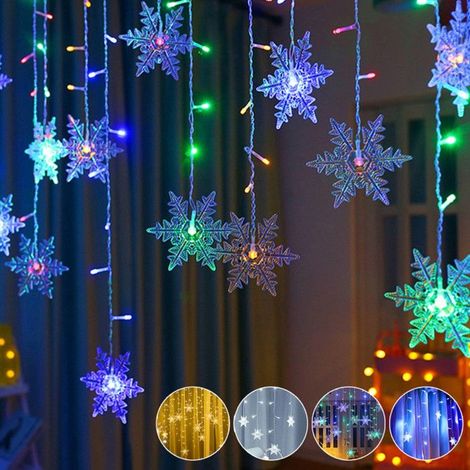 Lot de 2 Guirlande Lumineuse, 8 Modes, 96 LED Flocon de Neige, 3,5m Étanche pour Extérieur Mariage