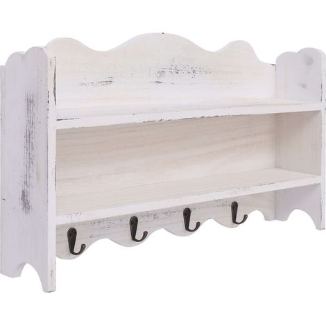 Porte-manteau mural Blanc 50x10x30 Bois (1/5)
