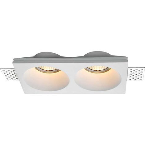 Portalámparas empotrable LED rectangular doble V-TAC 2 GU10 en yeso con corte limpio en color blanco