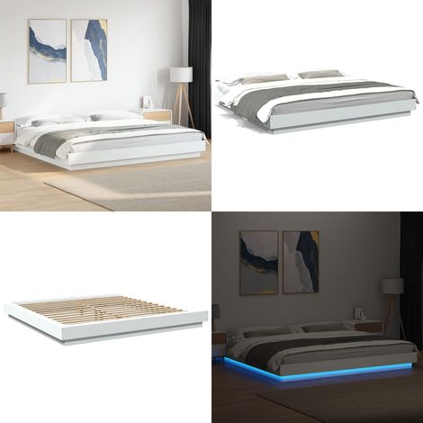 Cadre de lit avec lumières LED sans matelas blanc 200x200 cm - Cadre De Lit - Lit Avec Led - Luminaire De Lit - Éclairage De Chambre - Sommier - Home & Living (1/5)