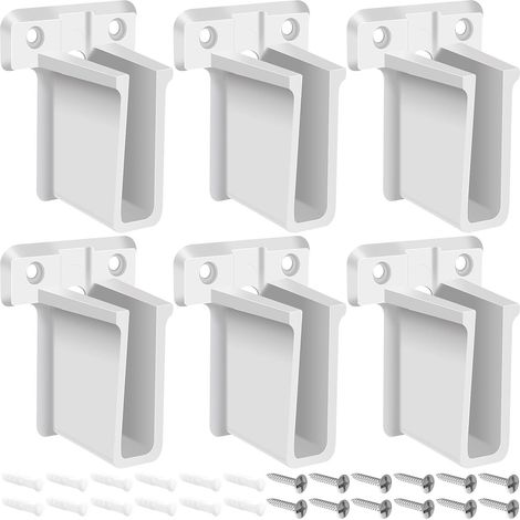 Set di 6 pezzi per montaggio a parete/mensola/supporto in plastica per mobili a muro, completo di viti, struttura in filo metallico e staffa di supporto angolare. (1/5)