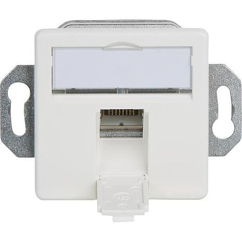 Boite de raccordement, blanc alpin AMJ45/B 8 K encastré/50 Cat.6A(IEC) montage au sol, 1xRJ45, 1 piece BG