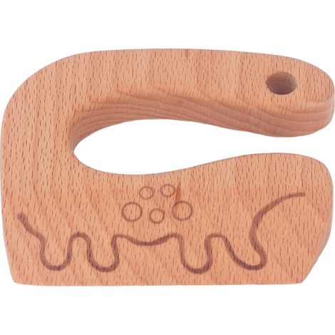 Couteau en Bois pour Enfants - Découpe Légumes Fruits Pain - Jeu de Cuisine Dinosaure (1/5)