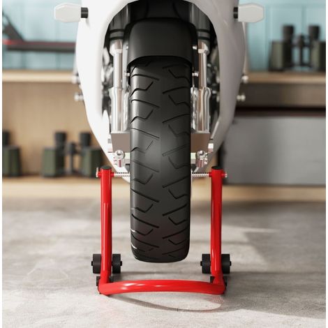 Béquilles moto avant/arrière 64x38x35 cm acier rouge, levage stable pour l'entretien – MEUBLIV (1/5)
