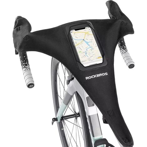 Coprisedile da bici antisudore con tasca e finestra per cellulare - Nero (1/5)