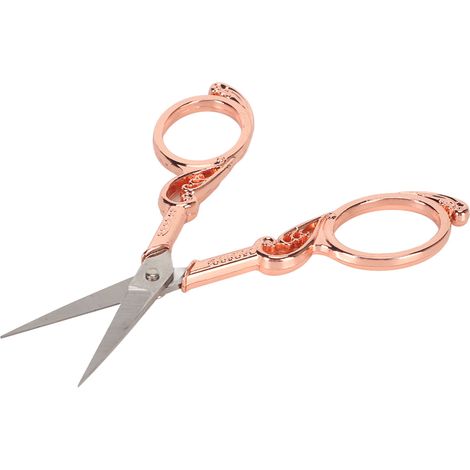 Ciseaux vintage en acier inoxydable, manche sculpté ergonomique, multifonctions pour broderie, artisanat et art, couleur or rose (1/5)