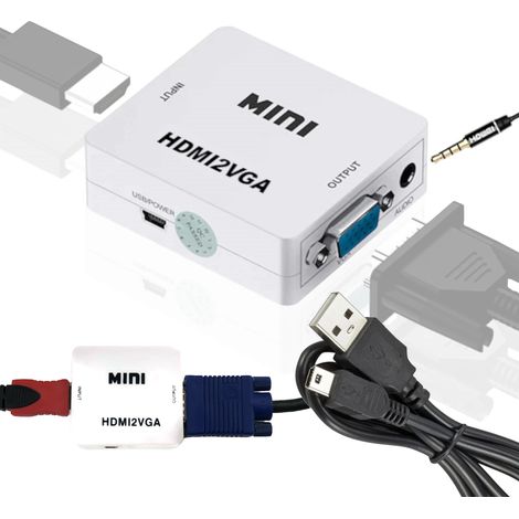 Convertisseur HDMI vers VGA + adaptateur vidéo avec prise jack pour image et son (1/5)