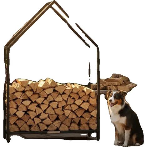 Range à bois, acier laminé à froid, design perméable à l'air, 60 x 25 x 90 cm (1/2)